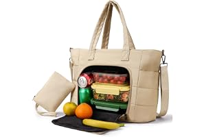Dadanism 2 in 1 Work Tote Bag with Insulated Lunch Compartment, Taupe