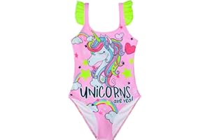 POWER FLOWER Maillot de Bain pour Filles Maillot de Bain Une Pièce avec Volants Maillot de Bain Licorne Vêtements de Plage pour Filles de 2 à 14 Ans