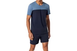 Aseniza pyjamas herr, kort bomull, sommar, pyjamas-set, kortärmad topp och pyjamasbyxor kort, rund hals, hemmadräkt med kontr