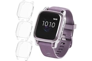 iVoler 3 Stücke Klar Silikon Hülle für Garmin Venu SQ/Garmin Venu SQ Music Edition Schutzhülle, Vollständige Abdeckung Schutzfolie Weiche TPU Cover Case Schutz Displayschutz Folie