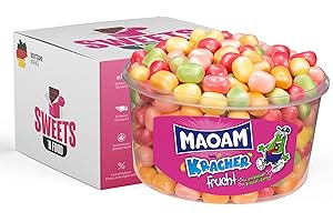 SWEETS´N FOOD SWEETS'N FOOD Maoam Kracher - knackig, fruchtige Kaubonbons mit Brausefüllung - Fruchtkracher - Blau - Red Berries - Dose 1200 Gramm (Frucht Kracher)