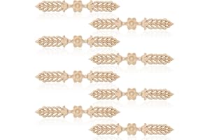Coloch 8 Pieces Wood Applique Onlays for Furniture, Wood Short Center Side Decal for Cabinet Carved Furniture Decoration for Bed, Door, Cabinet, Dresser, Wardrobe, 24 x 3.5 CM