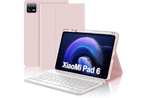JADEMALL Étui Clavier pour Xiaomi Pad 6/6 Pro 11 Pouces 2023, AZERTY Clavier Bluetooth Magnétique Détachable pour Tablette Xiaomi Pad 6/6 Pro, Rose