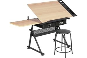 Soberine Tavolo da Disegno in MDF e Ferro Angolo Regolabile Scrivania da Lavoro Artistica per Architettura Pittore Ingegnere Artista (Legno)