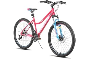 HILAND Mountain Bike da 26 27,5 Pollici, Telaio in Alluminio, 24 Velocità, Duale Disco con Forcella Ammortizzata Lock-Out per Donne, Colore Viola