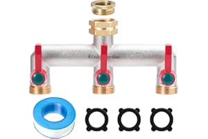 Wisdomgarden Wasserverteiler 3fach, Schwere Vernickelt Messing gartenschlauch verteiler, 3 wege verteiler wasser mit 3 Verlängerungsgriffen, Der verbesserte sechseckige Wassereinlass ist langlebiger