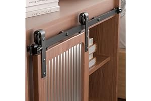 BONIKLUBA 5.5FT/168cm Mini Rail Porte Coulissante kit de Quincaillerie Suspendue Interieur pour Meuble TV à Porte Simple Petite Armoire (Pas de Porte D'armoire)