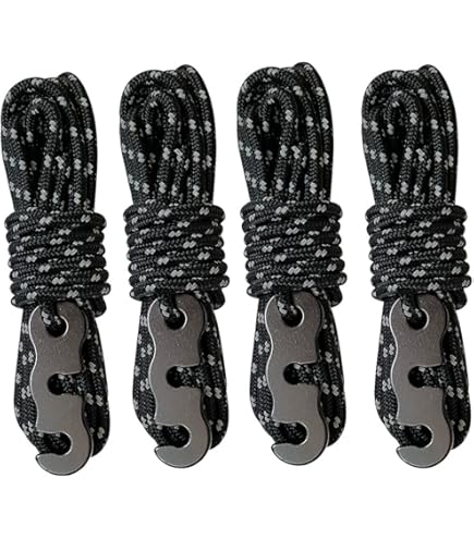 5mm Reflective Guyline Tent Rope Camping Cord Paracord For Tent Tarp Canopy Shelter Camping 4 Rolls Totaling 52 Feet