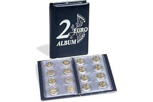 Leuchtturm 350454 Münzalbum Route 2-Euro - Album de Poche pour 48 pièces de 2€ - 2 Euro Couvercle gaufré - Bleu