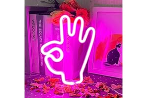 YUEYYNS Luci al neon gesto Insegna al neon ok gesto luci al neon da parete per feste di halloween,natale,bar,camera da letto alimentate a batteria o USB