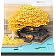 SIWEME 3D Memo Pad Paper Carving Art 3D Sticky Notes Convenience Post Notes Marriage Tree Kawaii Notepad with Light Pen Holder DIY Creative Gifts