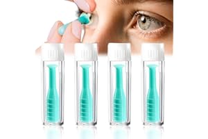ZFRITP 4PCS Dissolvant Silicone pour Contact, Outil Multifonctionnel,Ventouses Applicateur Extracteur Lentille Annuelles,Applicateur Lentille de Contact,Adapté pour Lentilles Rigides RGP et Souples (vert).