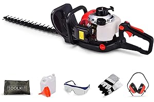 Bu-KO Taille-haie à Essence 26 CC - Outil portatif avec Lames à Double Action, Longueur de Coupe de 600 mm - Poignée rotative réglable à 180 degrés 1 Ans de Garantie