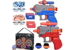 ZWOOS Nerf Tiro al Bersaglio con Pistola Giocattolo con 2 Blaster, 80 Dardi e 2 Occhiali di Sicurezza, Design a Otturatore e Leggero per Azione Interno/Esterno, Regalo per Bambini Dagli 8 Anni in su