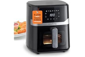 Innoliving Friggitrice ad Aria 5 Litri INN-890 con Pannello Digitale Touch, 7 Programmi Preimpostati, Finestra di Controllo e Luce Interna, Timer e Regolazione della Temperatura, Potenza 1400W