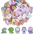 80pcs Acrylic Cute Pins Badge for Backpacks, Cartoon Animal Backpack Pins Set Rabbit Sheep Bear Dinosaur Fruit Decorative Pins for Clothes Bags Hats Birthday Student Award