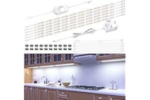 Hensam Under Cabinet Lights - 6PCS*50cm LED Light Strips, Dimmable Counter Light for Kitchen, Shelf, Cupboard, Cabinet, Closet, 12V Adapter, Dimmer, 6000K White, 180 LED, 1500lumen