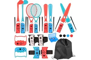 RTop 20 in 1 Zubehör Kit für Nintendo Switch Sport, Controller Joy-Con Griffe, Familie Zubehör Bundle kompatibel mit Nintendo Switch/OLED-mit Aufbewahrungstasche