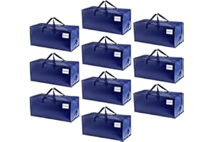 VENO 87 Liter extra große Umzugstaschen mit Rucksackgurten, Umzugshelfer, starke Griffe und Reißverschlüsse, Kleideraufbewahrung, Wäschesäcke, wiederverwendbar und nachhaltig (Blau, 10er-Pack)