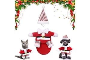 WELLXUNK Disfraz de Papá Noel de Pet, Disfraz de Navidad para Mascotas, Ropa de Gato de Navidad, Ropa para Mascotas de Navidad, Lindo Santa Claus Ropa de Fiesta, Traje de Perro Santa (Raya M)