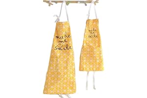 HILLHOME 2 Pack Cotton Blend Parent and Child Apron, Creative Artist Apron with Pockets Great Helper in Daily Life, Matching for Adult and Kid Cooking,Baking,Painting, Gardening Mommy and Me Matching Set
