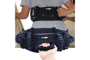 KkaFFe Gate Belt for Elderly with 7 Handles,Gait Belts Transfer Belt for Seniors, Adjustable Lift Belts for Elderly (27-45 inches) Quick Release Gait Belt，Patient Transfer Belt for Disabled（Blue）
