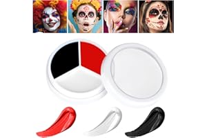 AOOWU Farba do ciała i twarzy, 3 kolory Halloween Farby Twarz, Clown Makijaż Halloween, Tłusta farba do twarzy Dorośli Dziecko, Zestaw do makijażu Halloween Karnawał Festiwal Clown Vampire Cosplay