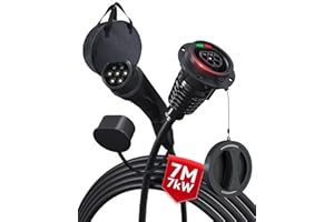 MCEVKELN Prolunga Cavo Ricarica Auto Elettrica Tipo 2 7.2kW| 32A Monofase| 7M Estensione Cavo Tipo 2 Carica Flessibilmente per BEV/PHEV IEC62196, con Borsa