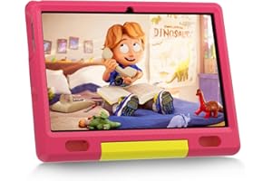 Mouikei Kids Tablet 10 inch Tablet for Kids Android 13 Tablet 6(2+4) GB 64GB (128GB Expanstion), Parent Controls, Kidoz Pre-Installed 5000mAh Android Tablet with Case (Pink)