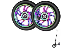 CLKE 2 koła do hulajnogi Freestyle Pro Stunt, 100 mm, kolorowe koło do hulajnogi ze stopu aluminium, z przegródkami na łożyska, do Razor, do skuterów Cox Swain Freestyle