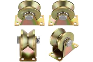 Lizaty 4 pezzi Puleggia carrucola,con Cuscinetti scanalatura a V,forte capacità di carico in acciaio spesso, carrucola per edilizia, rivestimento antiruggine, per funi