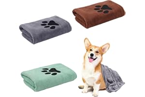 TOKSEO Lot de 3 serviettes pour chien, 75 × 35 cm, extra absorbante, serviette pour chien de grande taille, séchage rapide, serviettes en microfibre pour chats et chiens et autres animaux domestiques