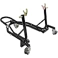 BIKETEK Motorcycle Rear Floating Paddock Stand Black 360° Dolly Stand