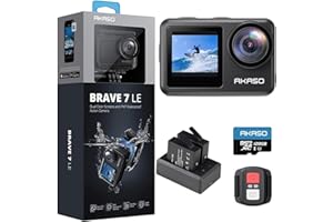 AKASO Brave 7 Le Caméra Sport avec Carte Mémoire U3 de 128 Go, Action Cam 30FPS 20MP WiFi, Caméra de Plongée 40M avec Écran Tactile IPX7, Camera Sport 4k Stabilisateur EIS 2.0 avec Double Écran