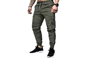 TARAINYA Pantalones Cargo Hombre Algodon Trabajo Chinos Cordón Largo Elasticos con Bolsillos