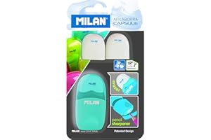 MILAN Blister afilaborra Capsule + 2 gomas de recambio, blanco