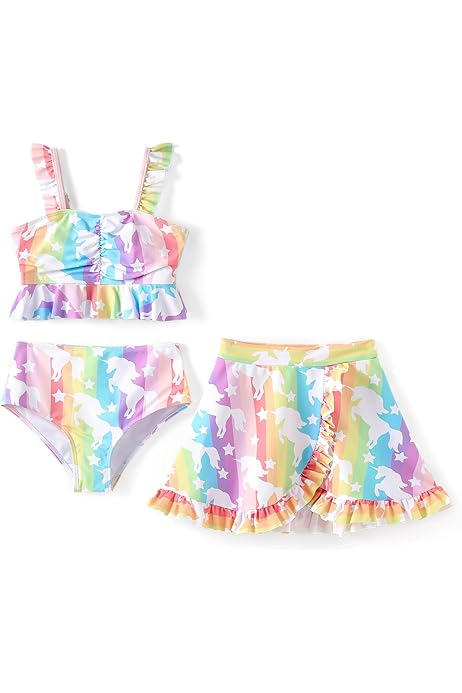 Costume Da Bagno Bambina Tankini 2 Pezzi! Bustier E Pantaloncini - Morbido E Comodo Per Spiaggia E Piscina - Foto 4