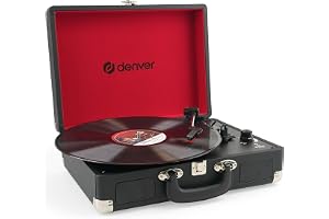 Denver Skivspelare i Väska med Högtalare och USB, Svart | Skivspelare i väska med 33/45/78 RPM, högtalare, USB-inspelning till dator, auto-stop och RCA-utgång