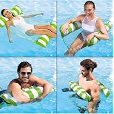 MayToys Hava Yastıklı Fileli Şişme Havuz Koltuğu 4'&uuml; 1 Arada Deniz ve Havuz Yatağı Yeşil