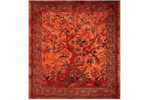 THE ART BOX Grande arazzo da Parete Albero della Vita - Telo Mare Indiano, Etnico - 100% Cotone - copridivano/copriletto, Pareo, Multiuso, 75x100 Cm, Arancione