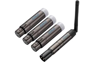 JERRAY 4Pcs DMX Wireless 3 Female Receiver & 1 Male Transmitter Control 2.4G Dfi DJ Short version for Led Stage PAR Party Light… (Black)