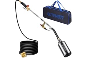 Gutenguy Portable Propane Torch Burner Weed Torch with Storage Bag, High Output 900, 000 BTU Blow Torch with 10FT Hose, Heavy Duty Flame Weeder with Igniter for Garden Wood Roofing Snow Road Charcoal
