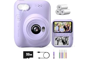 Gofunly Appareil Photo Instantané Enfant, 3.0" Grand Écran Appareils Photos Numériques pour Enfants avec Carte de 32 Go, HD 1080P Vidéo Caméra Enfant de 3 à 12 Ans, Cadeau Jouet Filles Garçons, Violet