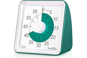SECURA BRANDS Secura 60 Minute Essential Visual Timer for Kids, Countdown Clock Timer for Special Education, Classroom, School, Desk, Home, Office, Silent Non-Ticking Time Management Tool (Dark Green & Dark Green)