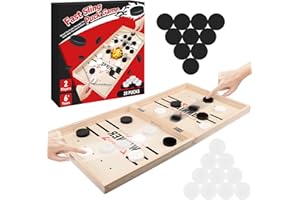 COLEESON Sling Puck Spiel, 2-in-1 Tischhockey Brettspiel Groß, Tisch Hockey Spielzeug, chnell Sling Puck Match-Spiel, Eltern-Kind Interaktion Schachbrett Tisch-Desktop-Partyspiele (B)