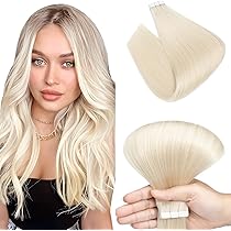 Elailite Tape In Hair Extensions Real Human Hair 10 Pcs 25g – Seamless Skin Weft Remy Natural Hair Extension Straight – #613 Bleach Blonde – 24 Inch (Pack Of 10 - View #12