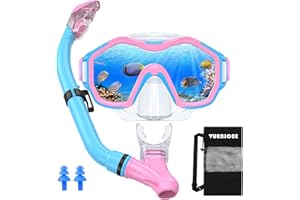 VUENICEE Maschera Snorkeling Bambini Set, Maschera Da Snorkeling Con Maschera e Boccaglio, Maschera Subacquea Anti-Fog & Anti-Perdite Panoramica 180° Per Ragazzi e Ragazze Dai 5 Ai 12 Anni, Snorkel Set