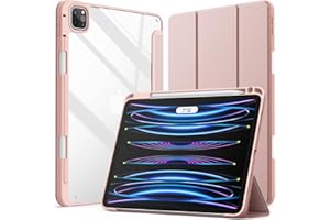 JETech Etui dla iPad Pro 11 Cala (2022/2021/2020/2018) z Pencil Uchwyt, Wyczyść Przezroczysty Tył Obudowa Slim Podstawkę Odporna na Wstrząsy Obudowa Tabletu Case (Różowe Złoto)