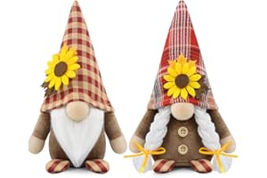 Godeufe 2 Stück Herbstdeko Wichtel Figuren Deko Herbst Dekoration Autumn Zuhause Elf Statue Tomte Urlaub Küche Gestuftes Tablett Party-Dekorationen