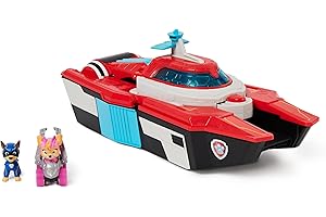 PAW Patrol: Il Super Film, Giocattolo Pup Squad Aircraft Carrier HQ Trasformabile con Personaggio Chase e Pup Squad Racer di Skye, Giocattoli per Bambini e Bambine, 3+ Anni